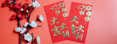 Chinese New Year banner for hampers, gifts and flowers to share prosperity and health amongst friends and families