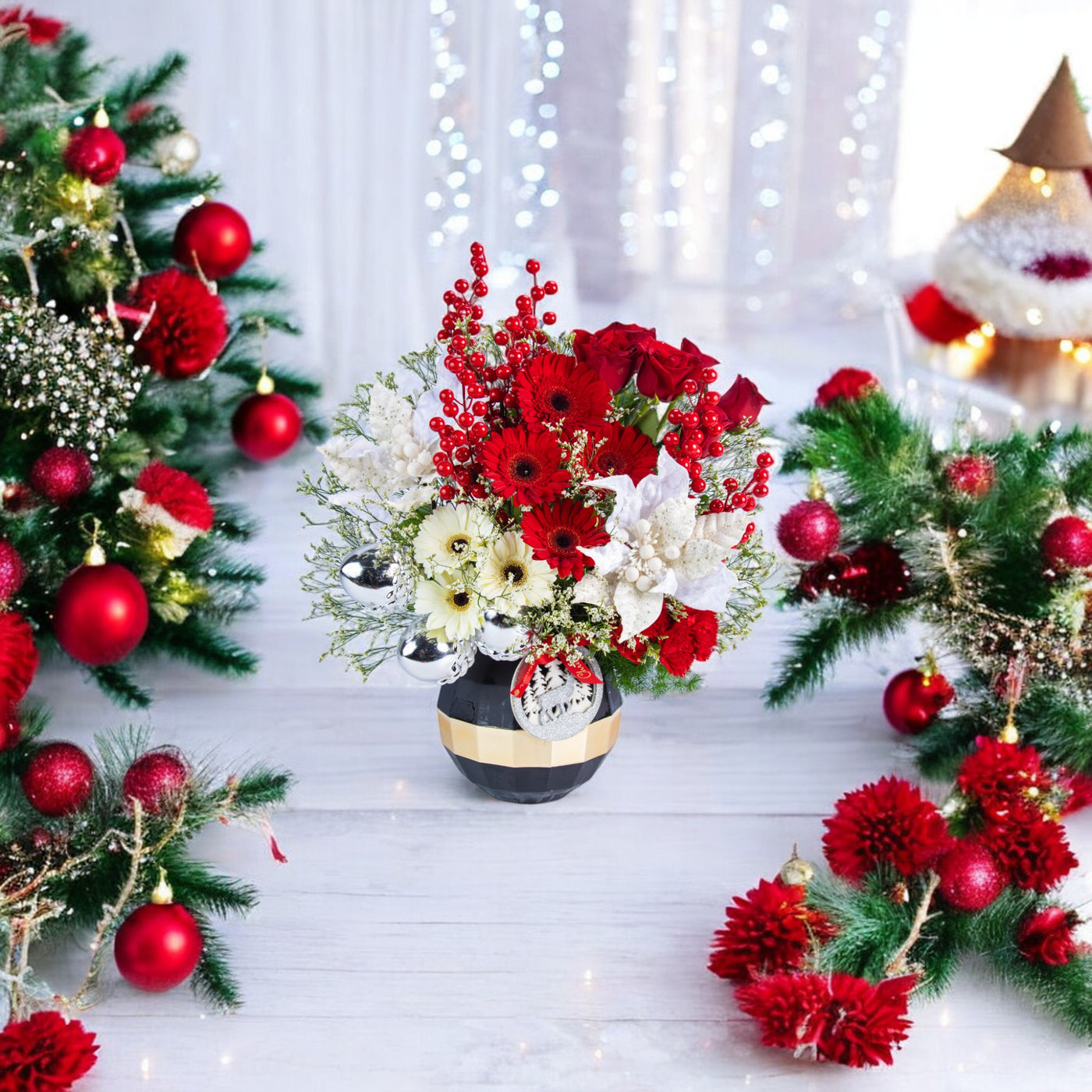 Evergreen Elegance Christmas Flower Arrangement (XF12P)