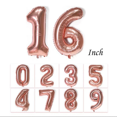 40cm/16-inch Number Foil Balloons (Rose Gold) - BA001